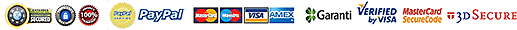 Visa, Master, Amex, 3D secure, Garanti, SSL, PayPal